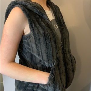 Hooded furry vest